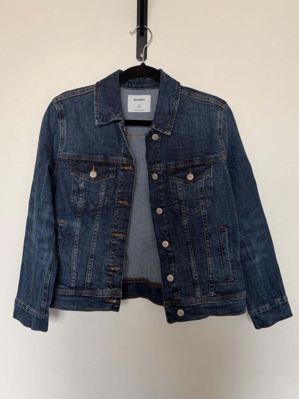 Old Navy Women's Dark Blue Jean Jacket, Medium Petite